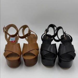 Michael Kors Black and Tan Platform Sandals Size 10M